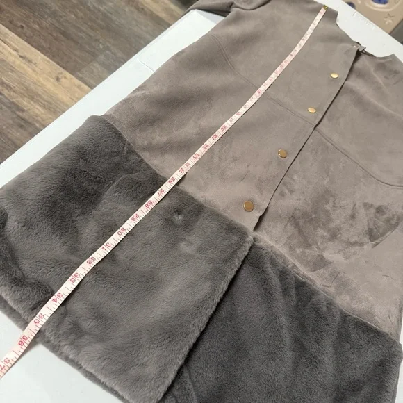 Zara jacket faux suede fur gray small preowned - Picture 11 of 12